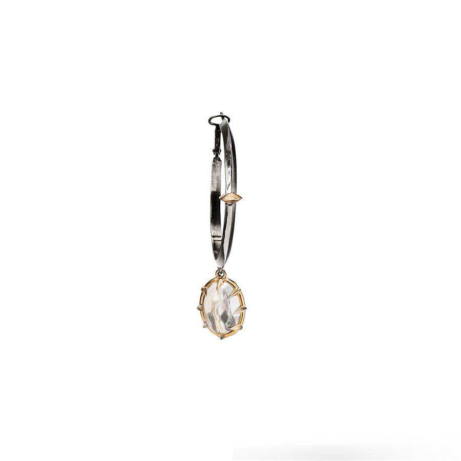 'Solis' single earring with large hoop and rock crystal SOLIS | OR2 G CABAGN BRO